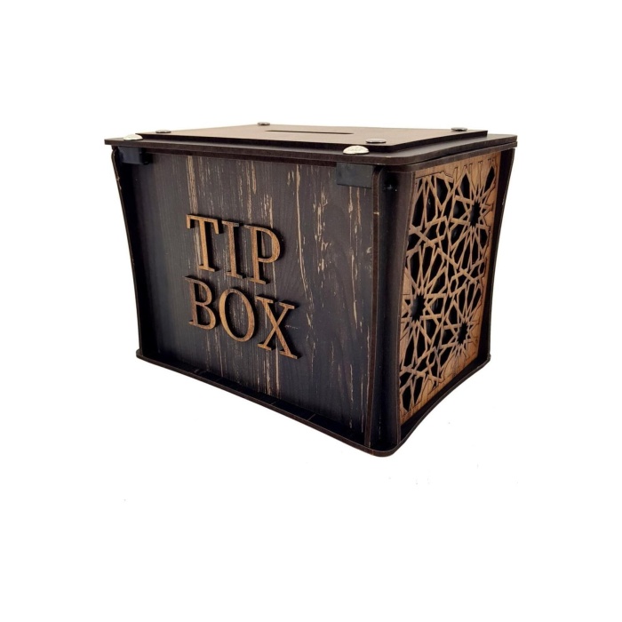 El Yapımı Dikdörtgen Ahşap Bahşiş Kutusu Sandık Tip Box Kumbara Tibbox Hediyelik