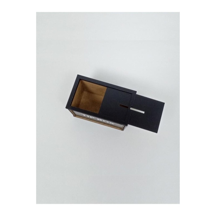 Ahşap Siyah Tip Box Kumbara Ve Bahşiş Kutusu Tipbox