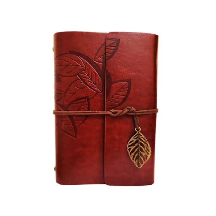 Kişiye Özel Isimli Yaprak Tasarımlı Deri Kapaklı Hatıra Günlük Anı Defteri