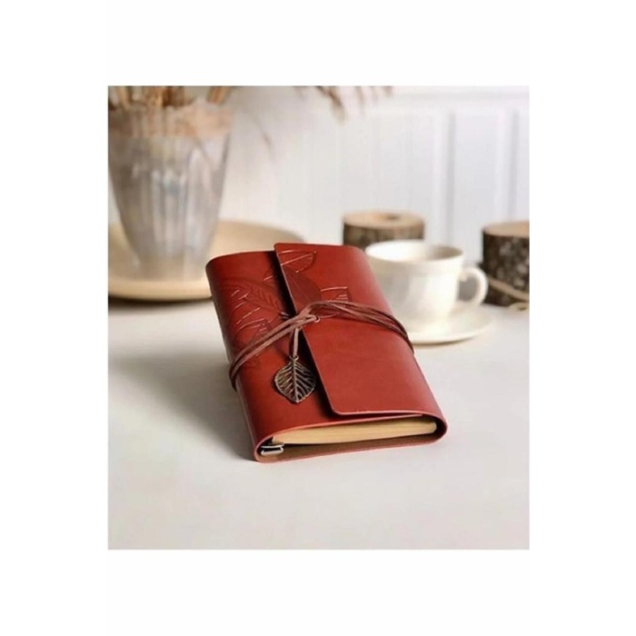 Kişiye Özel Isimli Yaprak Tasarımlı Deri Kapaklı Hatıra Günlük Anı Defteri