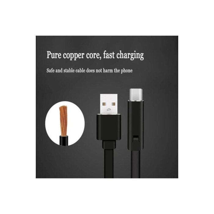 Samsung Xiaomi Huawei 2.1A Yenilenebilir Kesilebilir Type C USB Data ve Hızlı Şarj Kablosu 1,5 Mt