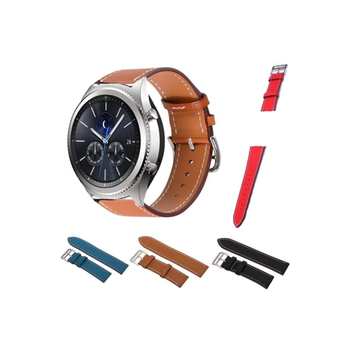 Samsung Gear S3 Uyumlu Deri 22mm Akıllı Saat Kordonu