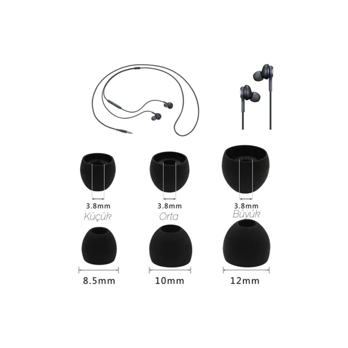 1 Çift 4 Adet Kulaklık Silikonu Samsung Uyumlu-Küçük 8.5mm Beyaz