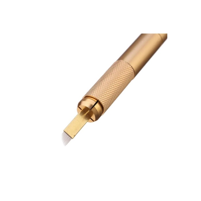 Microblading Kalemi Manuel Kalıcı Kaç Dudak Makyaj Gold Kalemi + 5 Adet 12 Pin Iğne