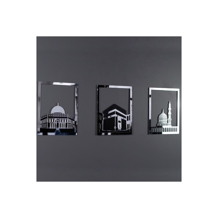 Mescid-i Aksa, Mescid-i Haram & Mescid-i Nebevi Kare 3lü Set Islami Dekor
