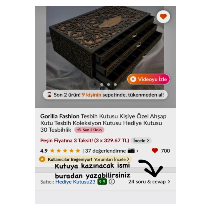 Tesbih Kutusu Kişiye Özel Ahşap Kutu Tesbih Koleksiyon Kutusu Hediye Kutusu 30 Tesbihlik