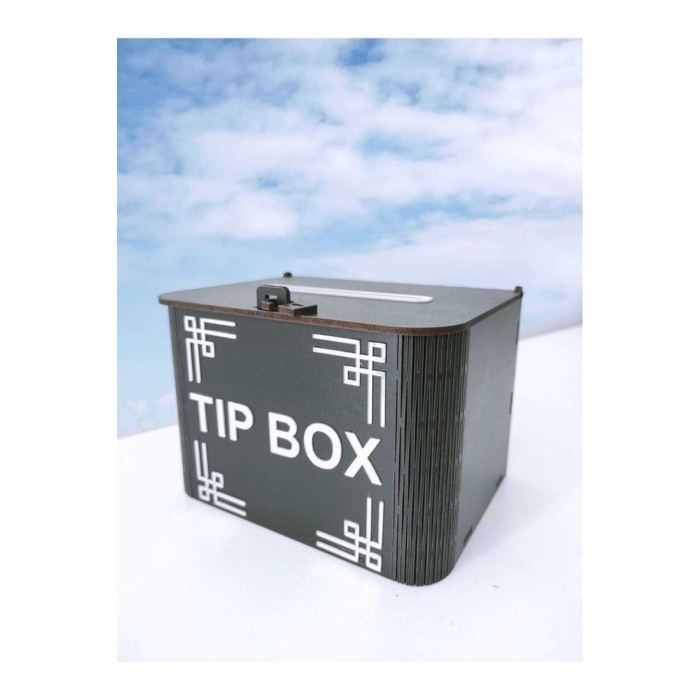 Dekoratif Siyah Ahşap Tip Box Kutu Bahşiş Kutusu Kumbara Tipboxs