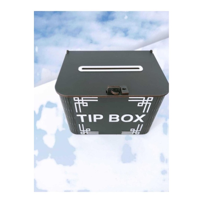 Dekoratif Siyah Ahşap Tip Box Kutu Bahşiş Kutusu Kumbara Tipboxs