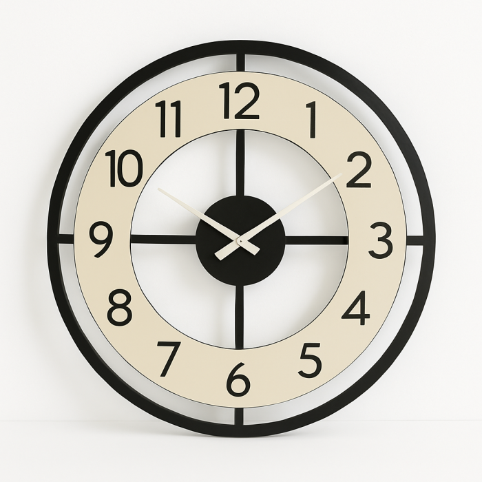 Ahşap Siyah Ceviz Desenli Sessiz Duvar Saati 40 cm Dekoratif Hediyelik