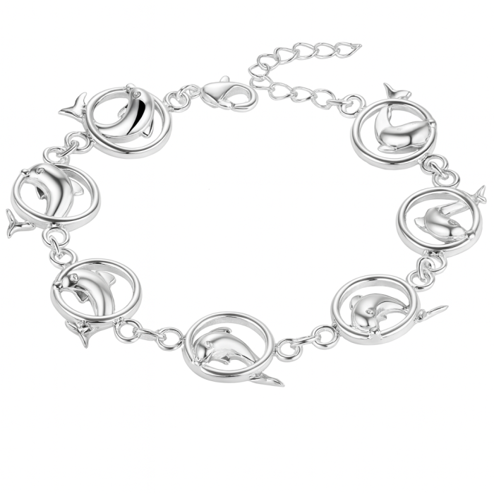 925 Ayar Gümüş Kadın Yunus Figürlü Bileklik – Zarif Hediyelik Takı