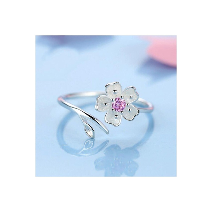 925 Ayar Gümüş 5 Yapraklı Yonca Model Boyutlanabilir Kadın Yüzük