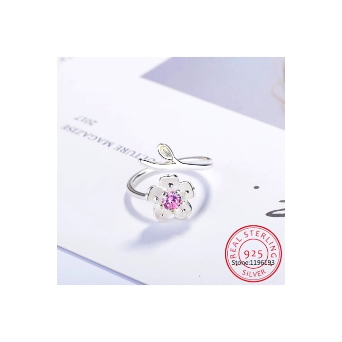 925 Ayar Gümüş 5 Yapraklı Yonca Model Boyutlanabilir Kadın Yüzük