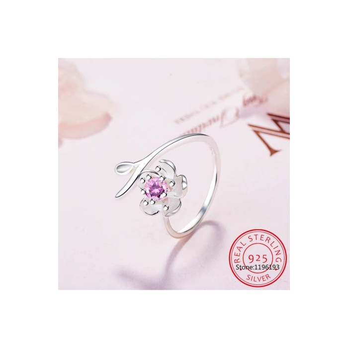 925 Ayar Gümüş 5 Yapraklı Yonca Model Boyutlanabilir Kadın Yüzük