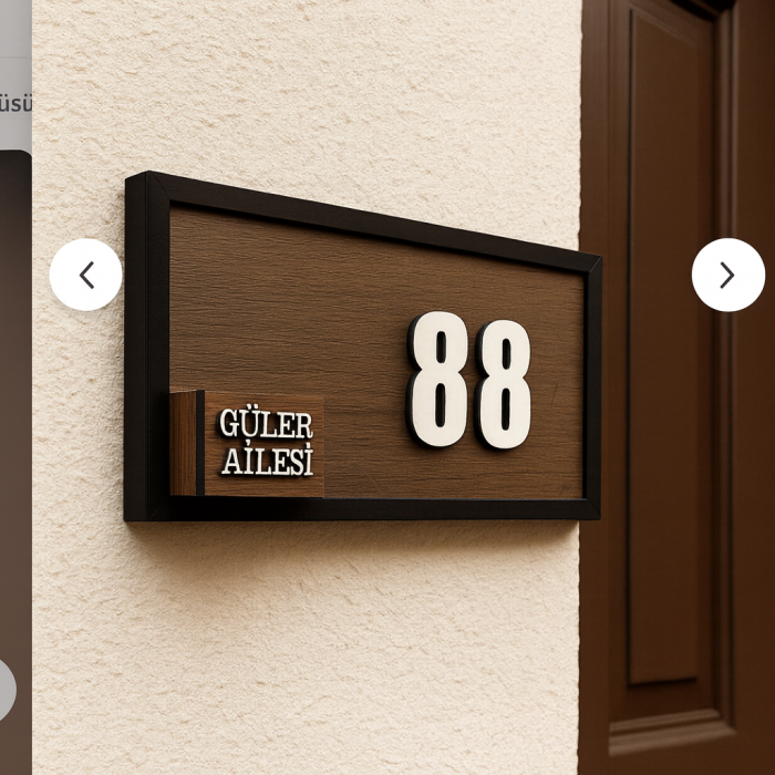 Kişiye Özel Çiçekli Ahşap Kapı Numarası ve İsimlik – Dekoratif Ev Kapı Süsü