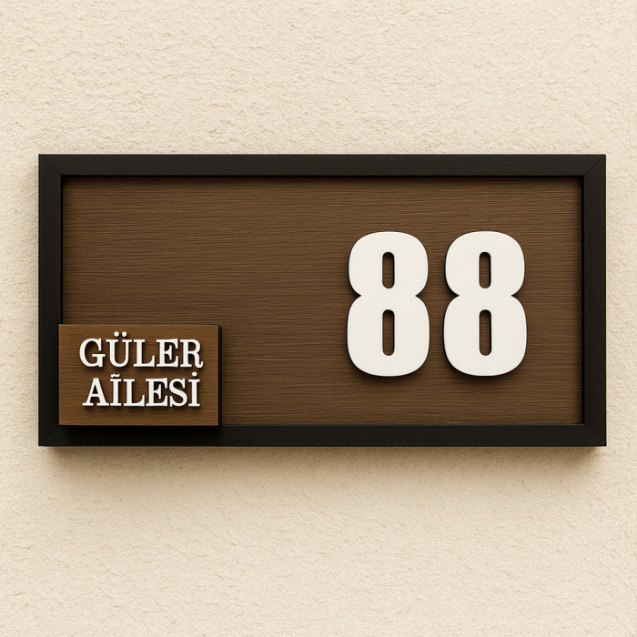 Kişiye Özel Çiçekli Ahşap Kapı Numarası ve İsimlik – Dekoratif Ev Kapı Süsü