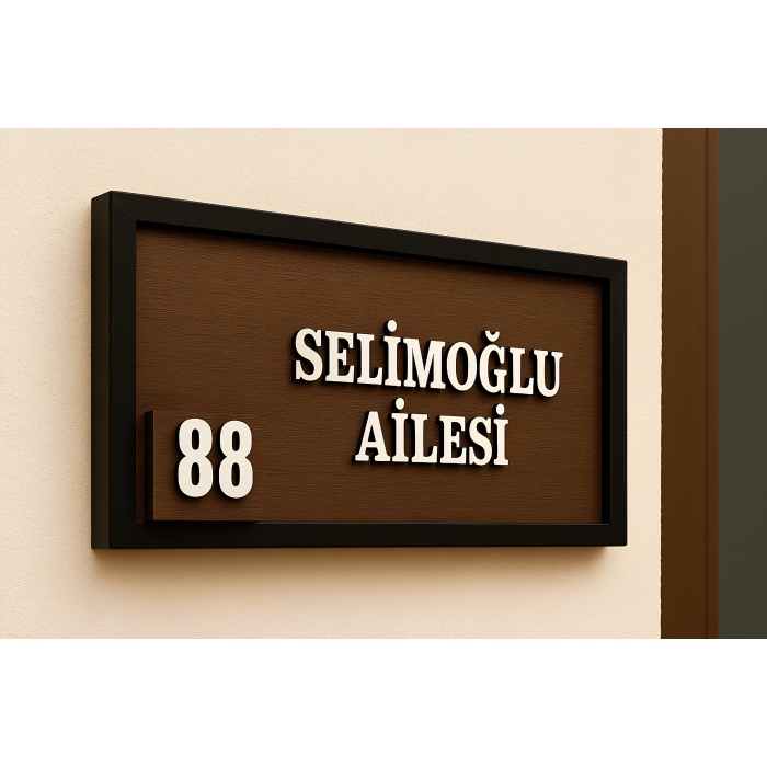 Kişiye Özel Çiçekli Ahşap Kapı Numarası ve İsimlik – Dekoratif Ev Kapı Süsü