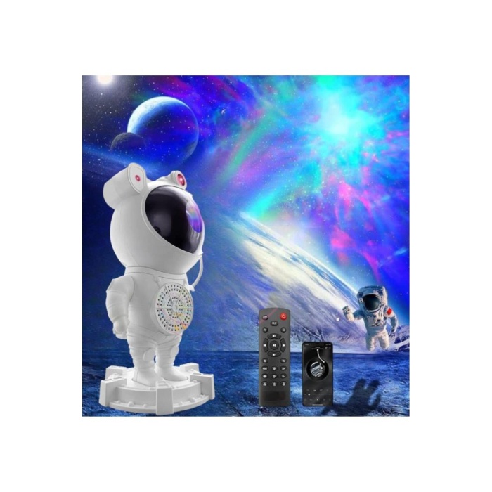 Astronot Bluetooth Hoparlör Galaxy Bulutsusu Ay Tavan Gökyüzü Projektör Zamanlayıcı Gece Lambası