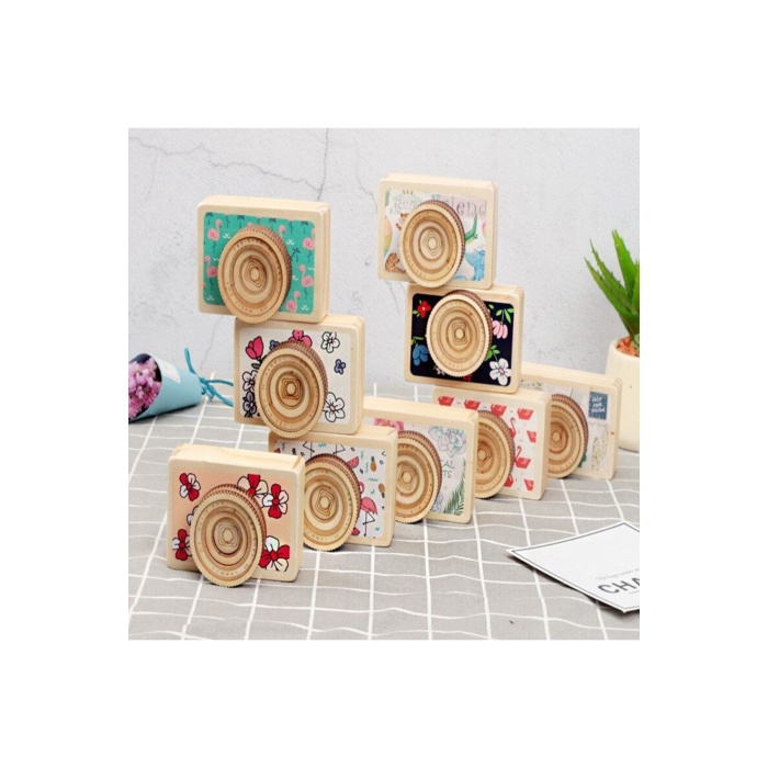 Küçük Boy Ahşap Fotoğraf Makinesi Müzik Kutusu