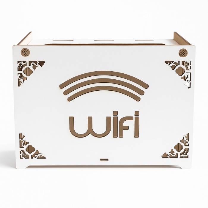 Wi-Fi Modem Kutusu – MDF Beyaz Ahşap Dekoratif Kutu | Kablo Gizleyici • Duvar Tipi Router Kutusu • Şık Tasarım