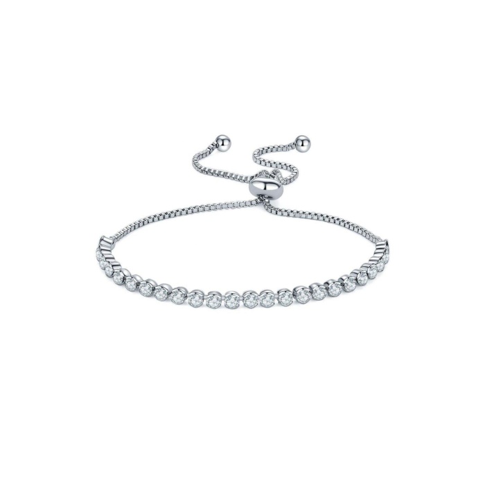 925 Ayar Gümüş Avusturya Kristali Taşlı Su Yolu Ayarlanabilir Asansörlü Bileklik Sevgiliye Hediye