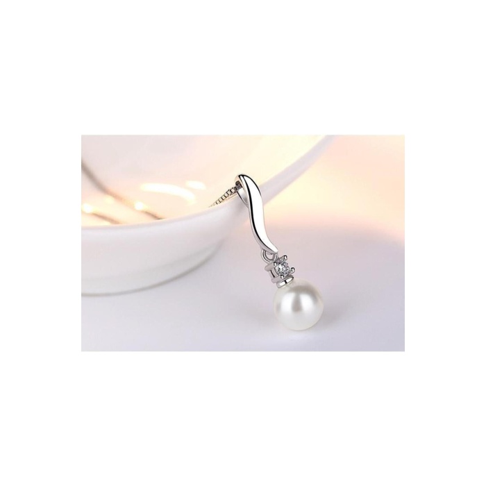 925 Ayar Inci Taşlı Gümüş Kadın Kolye Hediyelik