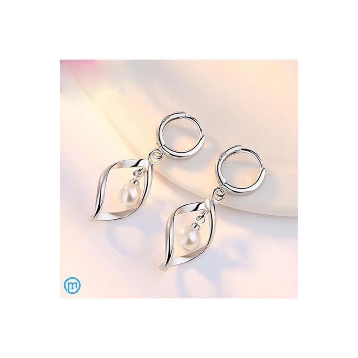 925 Ayar Gümüş Inci Taşlı Özel Tasarım Gümüş Kolye Ve Küpe Seti