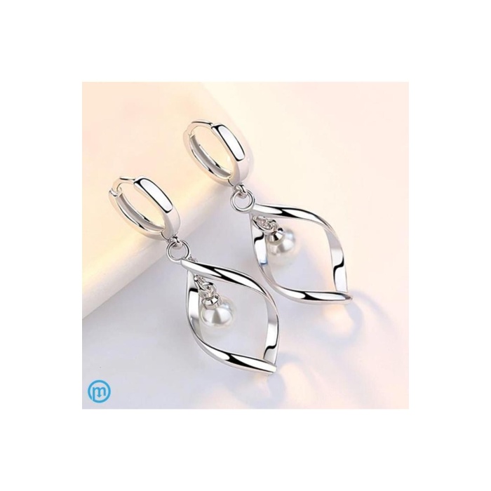 925 Ayar Gümüş Inci Taşlı Özel Tasarım Gümüş Kolye Ve Küpe Seti