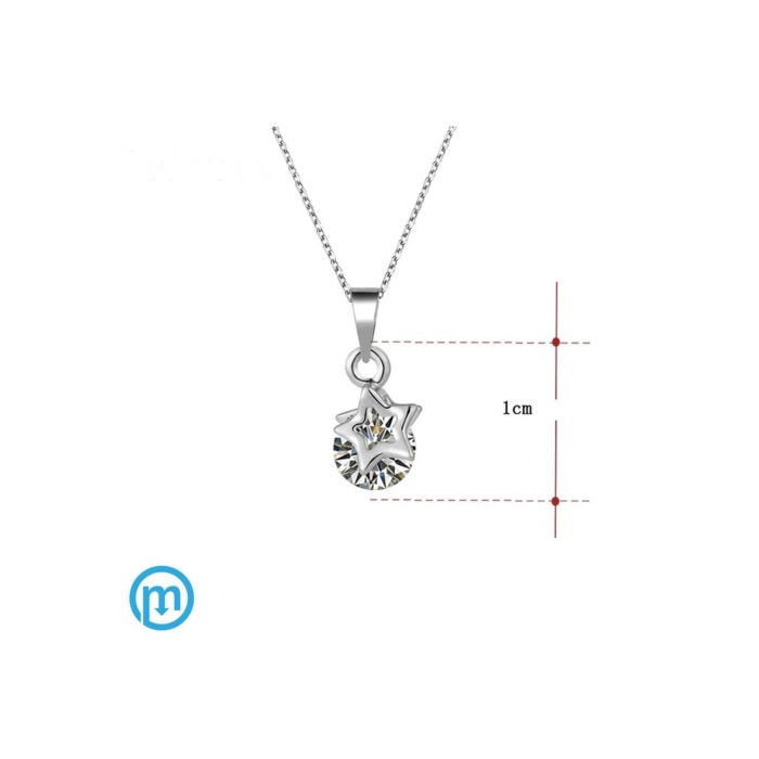 925 Ayar Yıldız Figürlü Zincirli Taşlı Gümüş Kolye Hediyelik