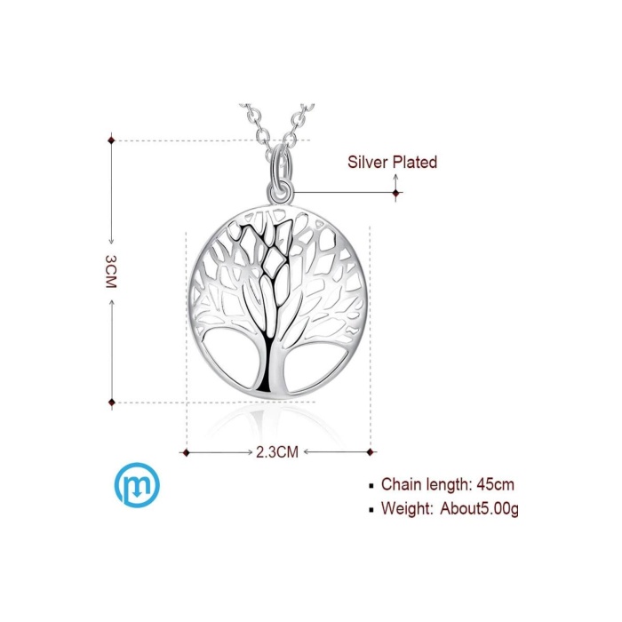 925 Ayar Gümüş Hayat Ağacı Figürlü Kolye Hediyelik