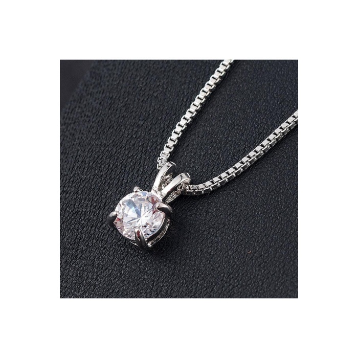925 Ayar Gümüş Kristal Taşlı Zincirli Kolye | Şık ve Zarif Kadın Kolye Modeli