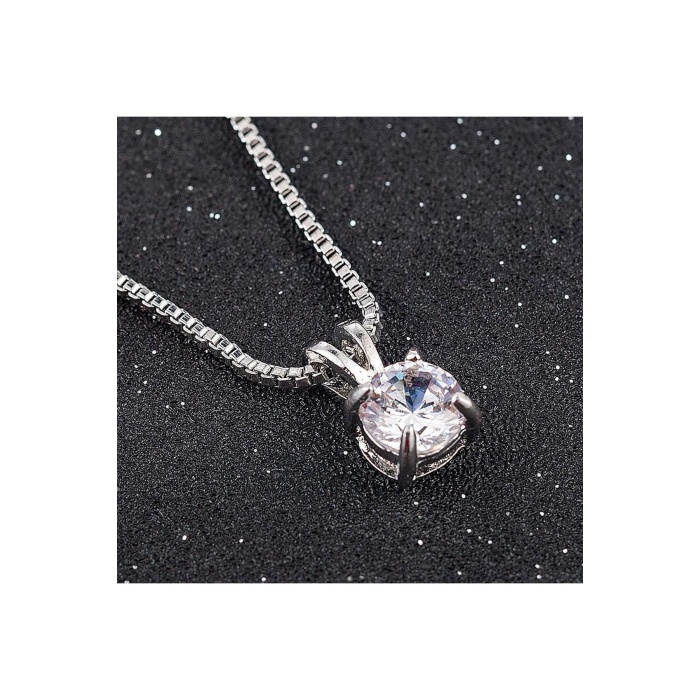 925 Ayar Gümüş Kristal Taşlı Zincirli Kolye | Şık ve Zarif Kadın Kolye Modeli