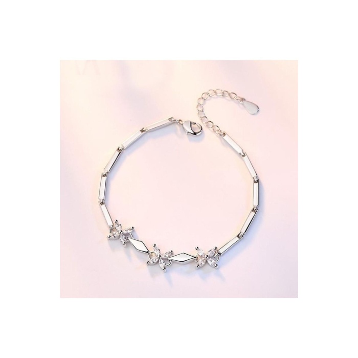 925 Ayar Ayarlanabilir Çiçek Motifli Kadın Gümüş Bileklik – Işıltılı Şık Hediyelik