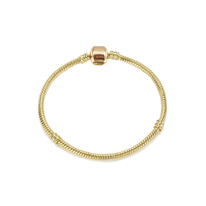 925 Ayar Cham Uyumlu Yılan Zincir Gümüş Üzeri Altın Kaplama Kadın Bileklik-gold