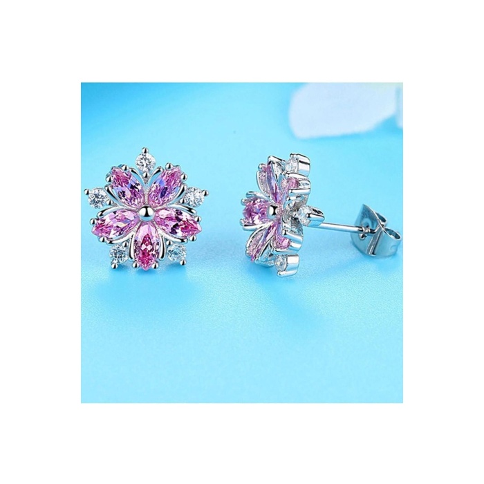 925 Ayar Gümüş Avusturya Kristali Taşlı Kiraz Model Kolye Ve Küpe Seti Takım Sevgililer Günü Hediye