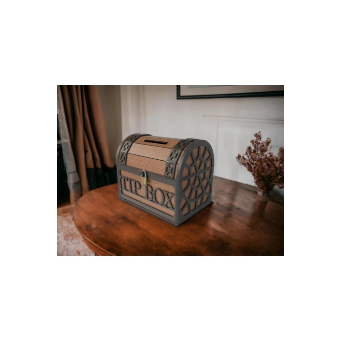 Klitli Ahşap Tip Box Bahşiş Kutusu Ve Kumbara Sandık Tipi Tipbox Hediyelik Tipbox Kumbara Seç