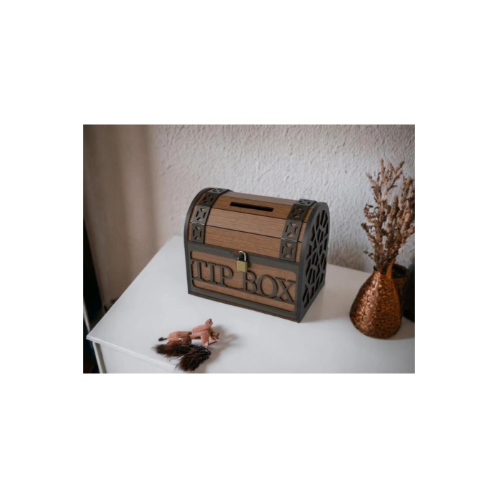 Klitli Ahşap Tip Box Bahşiş Kutusu Ve Kumbara Sandık Tipi Tipbox Hediyelik Tipbox Kumbara Seç