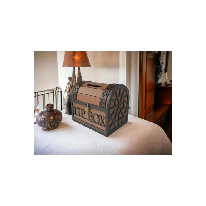 Klitli Ahşap Tip Box Bahşiş Kutusu Ve Kumbara Sandık Tipi Tipbox Hediyelik Tipbox Kumbara Seç
