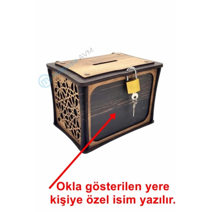 El Yapımı Dikdörtgen Ahşap Bahşiş Kutusu Sandık Tip Box Kumbara Tibbox Hediyelik