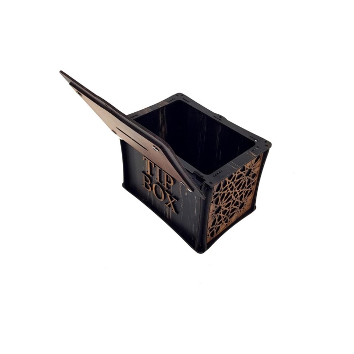 El Yapımı Dikdörtgen Ahşap Bahşiş Kutusu Sandık Tip Box Kumbara Tibbox Hediyelik