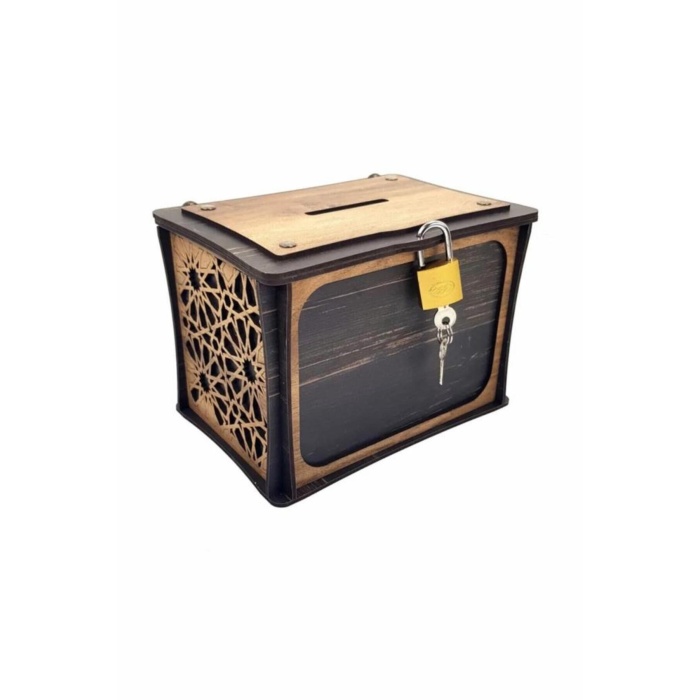 El Yapımı Dikdörtgen Ahşap Bahşiş Kutusu Sandık Tip Box Kumbara Tibbox Hediyelik