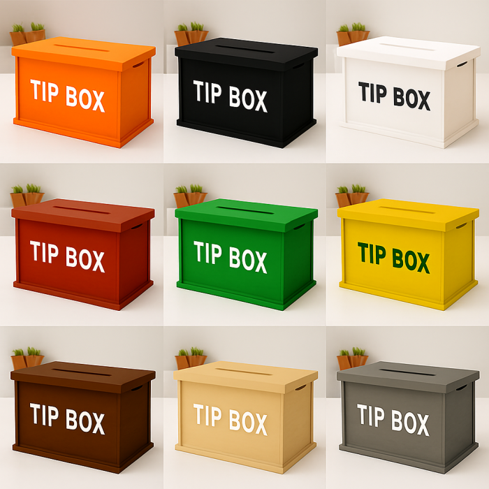 Ahşap Tip Box Bahşiş Kutusu ve Kumbara Masa Üstü Bağış Toplama Renk Seçenekli