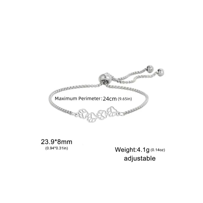 925 Ayar Gümüş Kedi Patisi Figürlü Ayarlanabilir Kadın Bileklik Zincir Bilezik