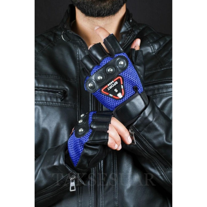 Erkek Kesik Deri Eldiven Fileli Tasarım Cırrtcırtlı Ayarlanabilir Beden