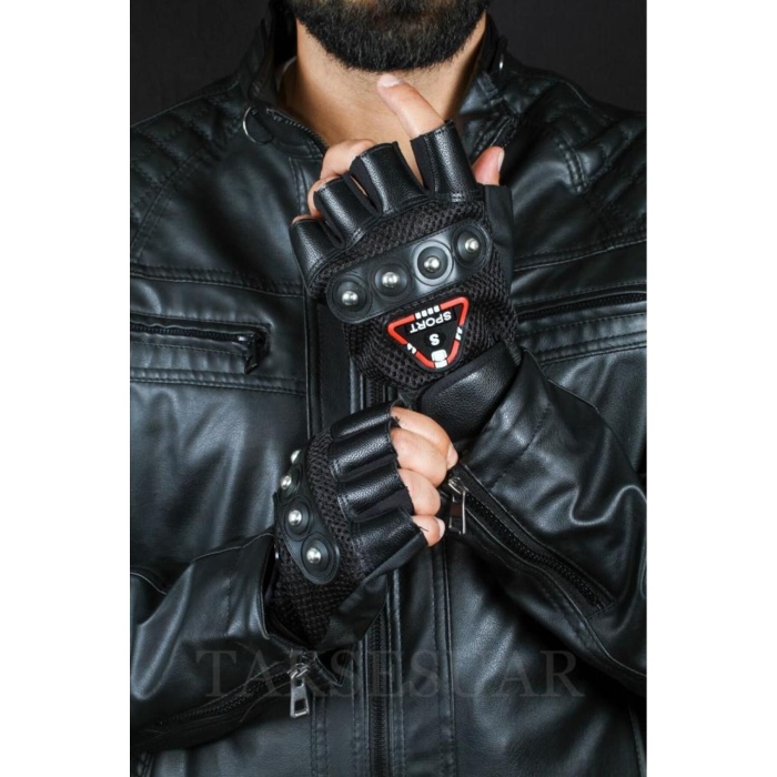 Erkek Kesik Deri Eldiven Fileli Tasarım Cırrtcırtlı Ayarlanabilir Beden