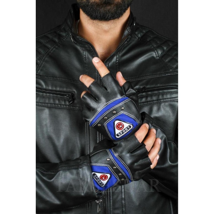 Erkek Kesik Deri Eldiven Fileli Tasarım Cırrtcırtlı Ayarlanabilir Beden