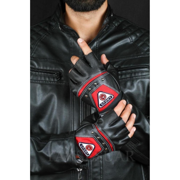 Erkek Kesik Deri Eldiven Fileli Tasarım Cırrtcırtlı Ayarlanabilir Beden