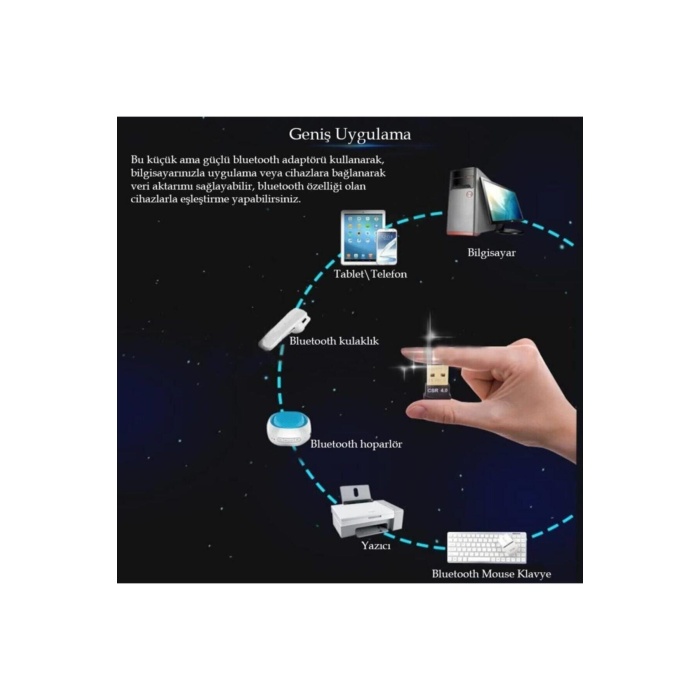 Bluetooth V4.0 Usb Dongle Adaptör 20m Mesafeli Csr 4.0 Tak Çalış