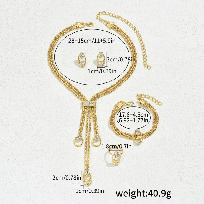 14k Beyaz Altın Kaplama Nişan Kına Düğün Parti Taşlı Kolye Küpe Bileklik Yüzük Kadın Takı Seti