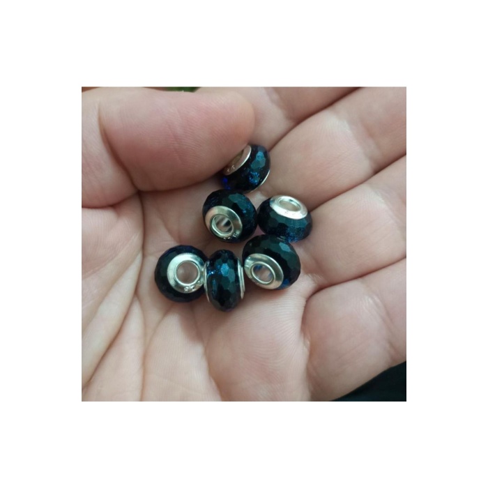 Bileklikleri Için 925 Ayar Damgalı Gümüş Kaplama Yuvarlak Charm