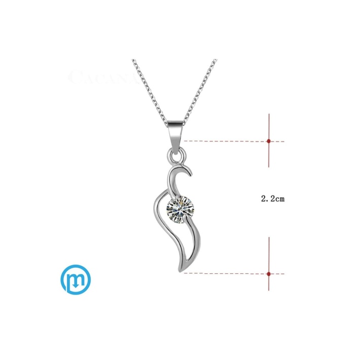 925 Ayar Yaprak Taşlı Zincirli Gümüş Kolye Hediyelik